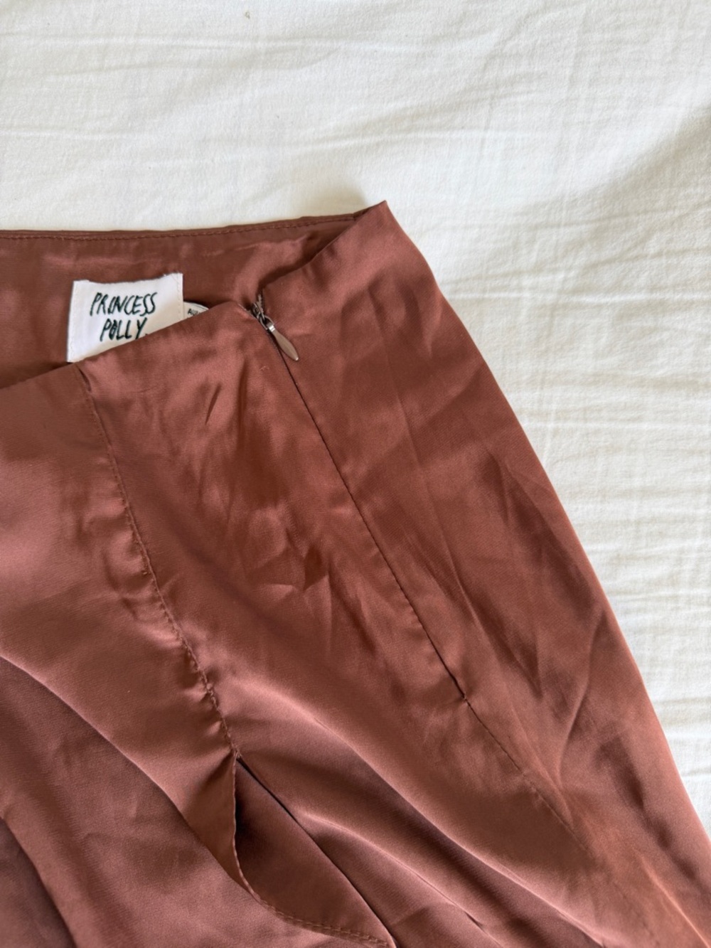 Princess Polly Rust Brown Satin Mini Skirt - Picture 5 of 9